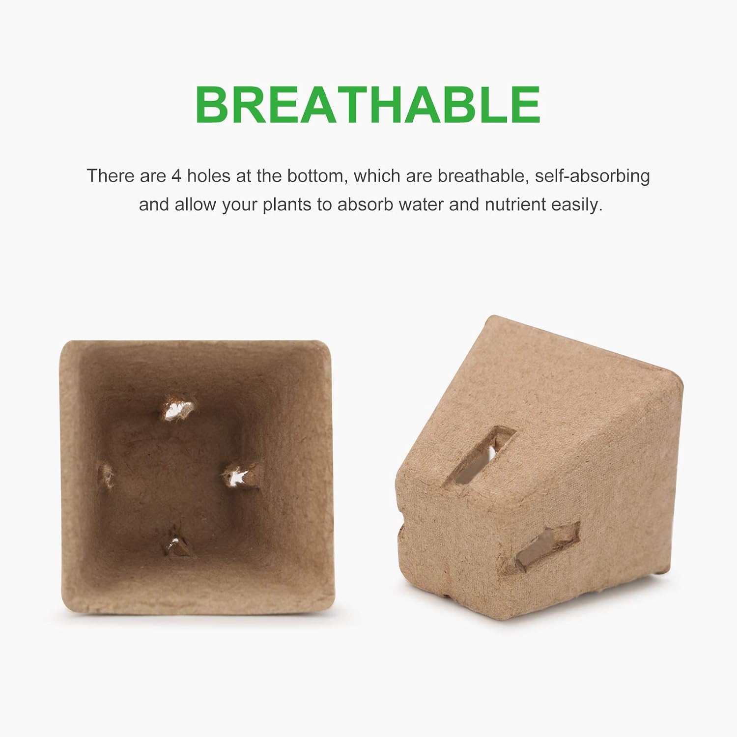 GROWNEER 120 Packs 2.3 Inches Square Peat Pots Plant Starters for Seedling with 15 Pcs Plant Labels, Biodegradable Herb Seed Starter Pots Kits, Garden Germination Nursery Pot