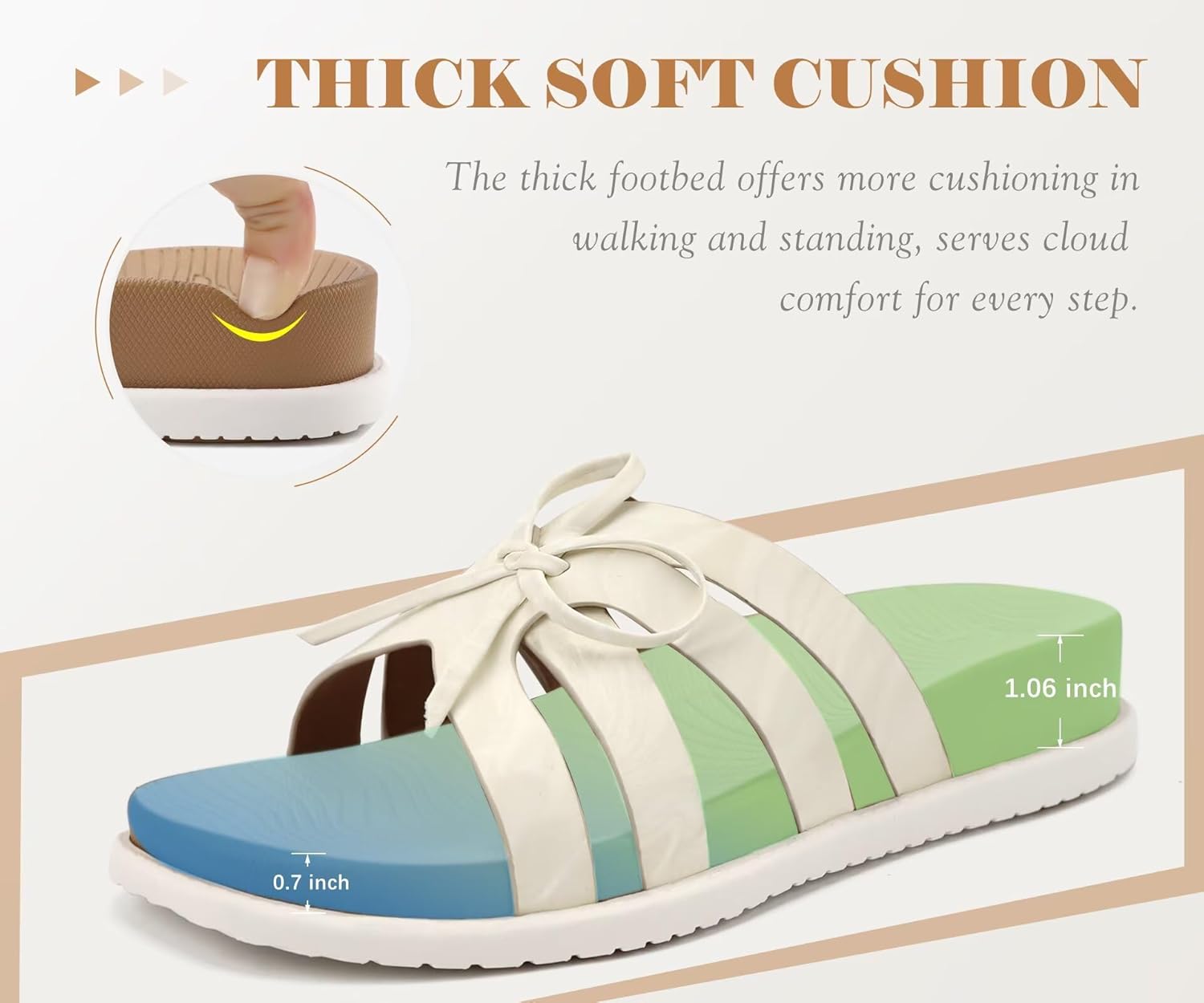 COFACE Womens Dressy Orthotic Sandals Trendy Square Toe Comfortable Thick Athletic Cushion Recovery Walking Slides Lightweight Yoga Foam Flat with Plantar Fasciitis Arch Support - Image 4