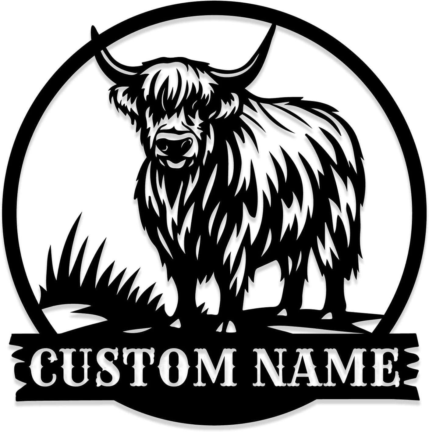 Custom Highland Cow Metal Sign,Personalized Farm Name Wall Art, Cow Metal Sign,Shed Cabin Decor,Ranch House Number Address Plaque (Style-2)