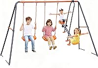 Vista 10 de ZENY Marco de soporte para columpio, resistente juego de columpios con marco A para patio trasero, capacidad de peso de 440 libras, soporte