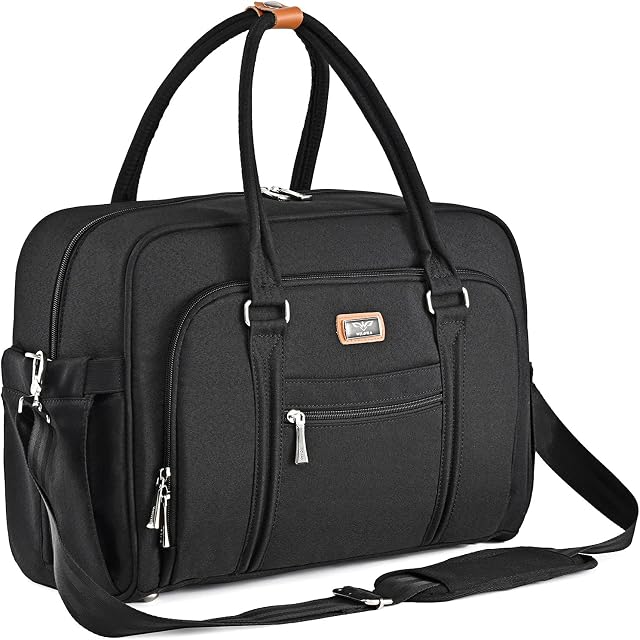 Welavila Baby Changing Bag, Nappy Diaper Bags for Mom and Dad with Changing Pad & Insulated Pockets, Convertible Travel Tote Messenger, Black
