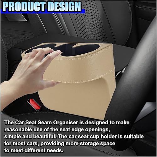 Miniatura 3 de Soporte para tazas de automóvil, caja de almacenamiento de asiento delantero de piel sintética, organizador multifuncional para relleno de huecos de
