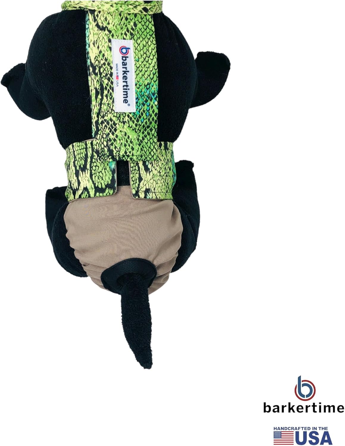 Rainforest Python on Brown Dog Diaper Overall, S, with Tail Hole - Made in USA