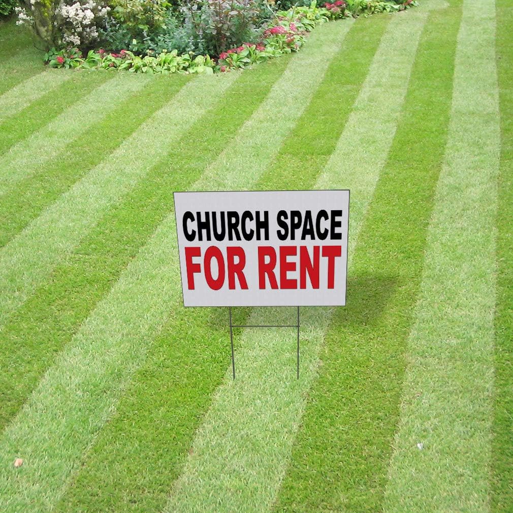 Fastasticdeals Weatherproof Yard Sign Church Space for Rent Black Red Lawn Garden Rentals 18x12 Inches 2 Sides Print