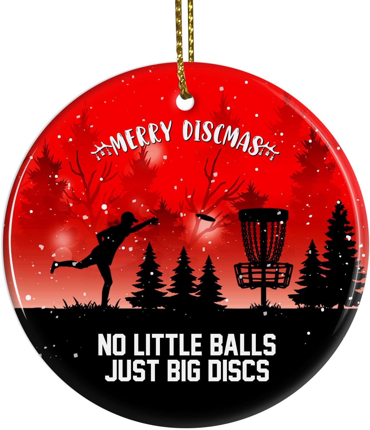 Disc Golf Christmas Ornament 2025, Funny Frisbee Golf Tree Decoration for Men, Players, Dad Ceramic Xmas Ornaments, Stocking Stuffer for Disc Golf Lovers & Friends, Holiday Décor, Gift Box Included