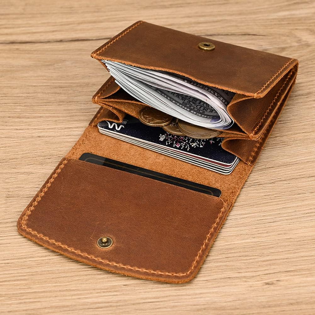 1 Pcs Leather Snap Coin Purse Wallet With Card Slots, Snap Coin Organizer, Change Holder,Card Case, Leather Zipper Storage Bag for Men & Women - Image 3