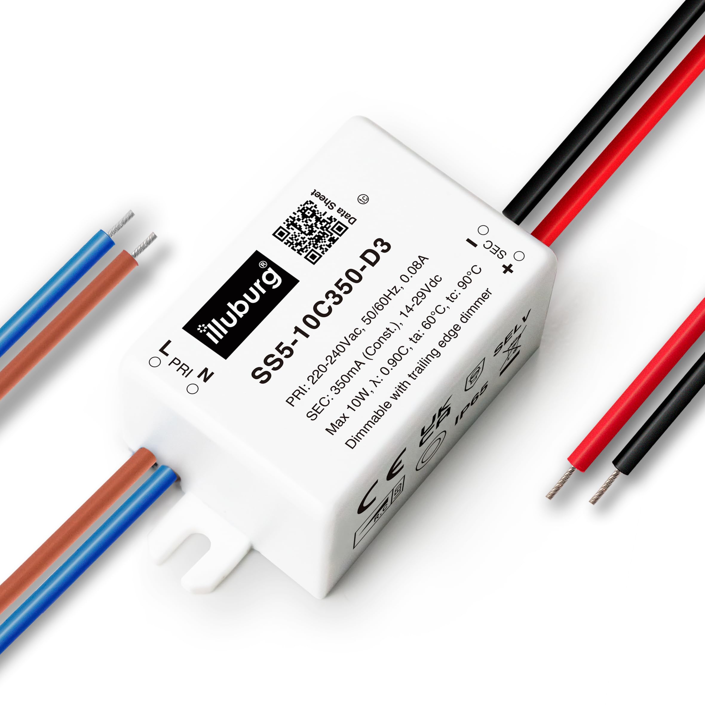 illuburg LED Driver Dimmable TRIAC 350mA Constant Current 5W - 10W Flickerfree LED Power Supply Transformer