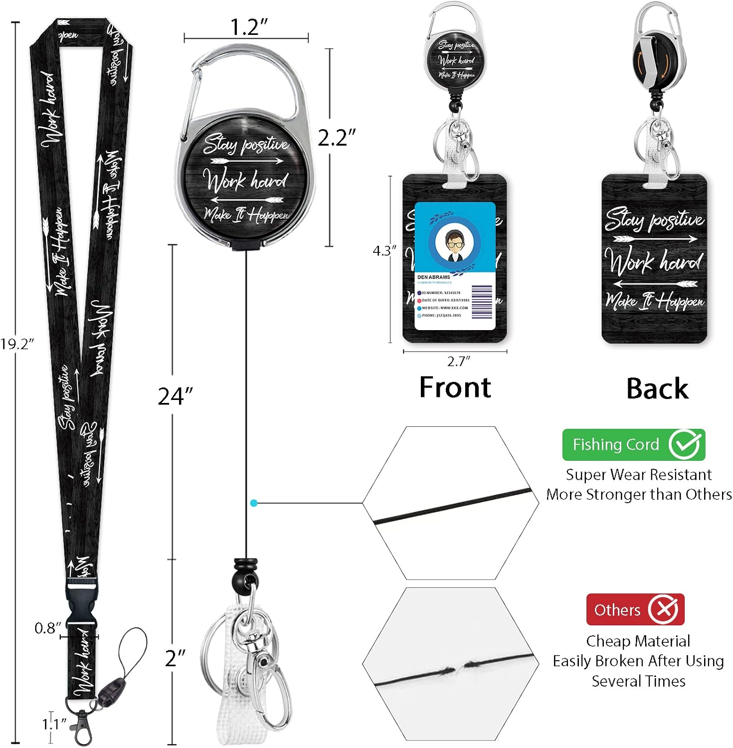 Rainbow Sun Retractable Badge Reel Lanyard Set - Breakaway ID Holder For Work, Teacher, Nurse - View #6