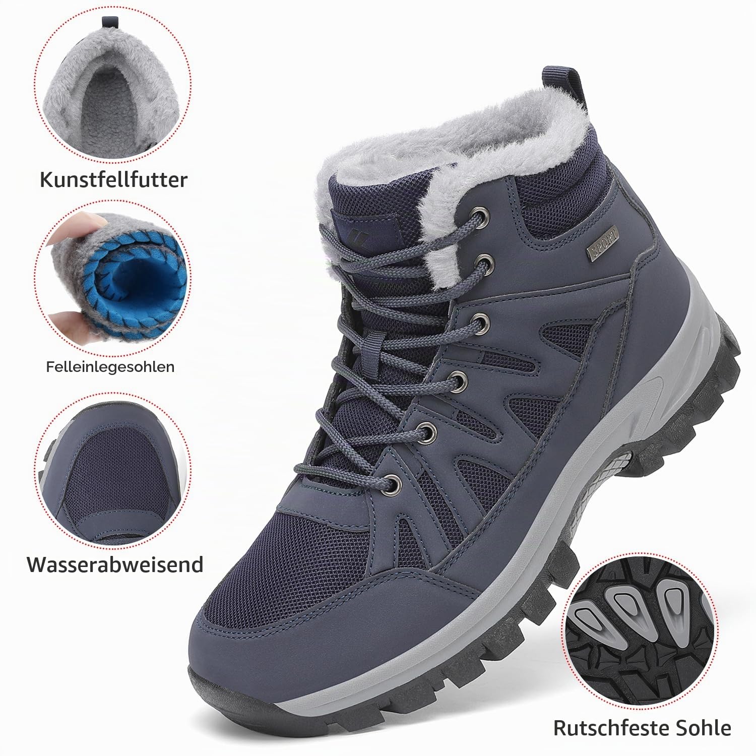FLARUT Herren Winterstiefel Winterschuhe Schneeschuhe