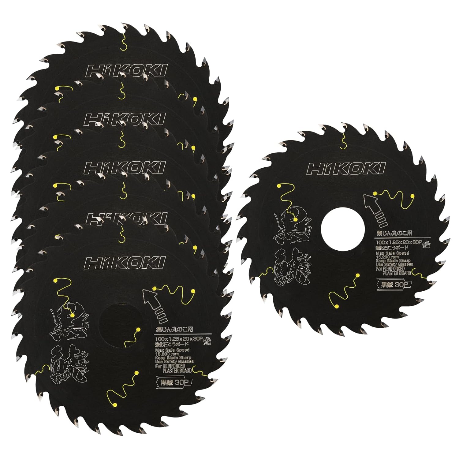 HiKOKI 0023-0903 Chip Saw Black Kurokacha 3.9 inches (100 mm), Number of Blades: 30, for Dust Collecting Circular Saws, Reinforced Gypsum Boards, 5+1 Sheet (Total of 6 Sheets)