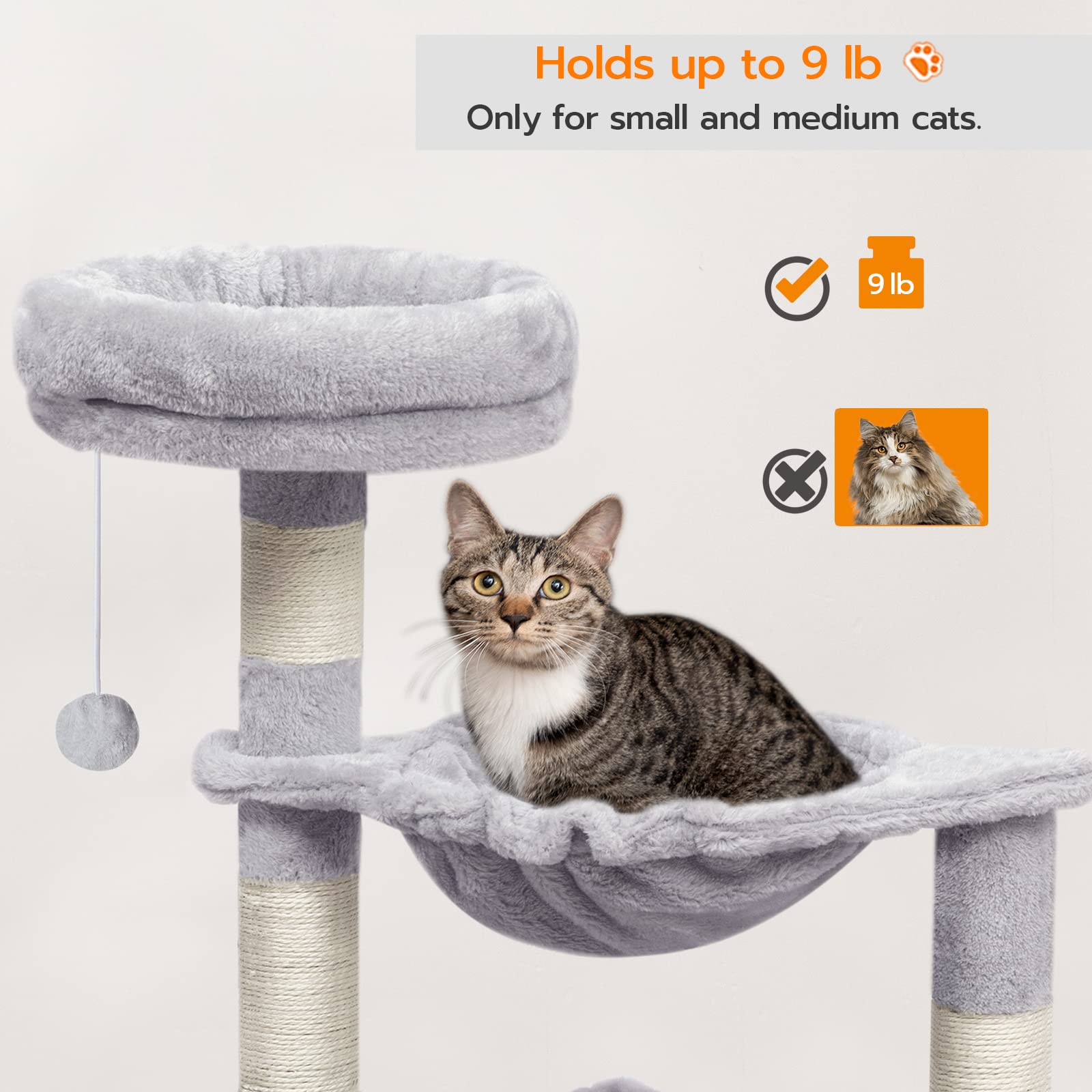 イーストリバーJOYO Cat Tree Hammock, Tree House Cat Indoor for Posts, Cats, Tower, Ladder, MultiLevel