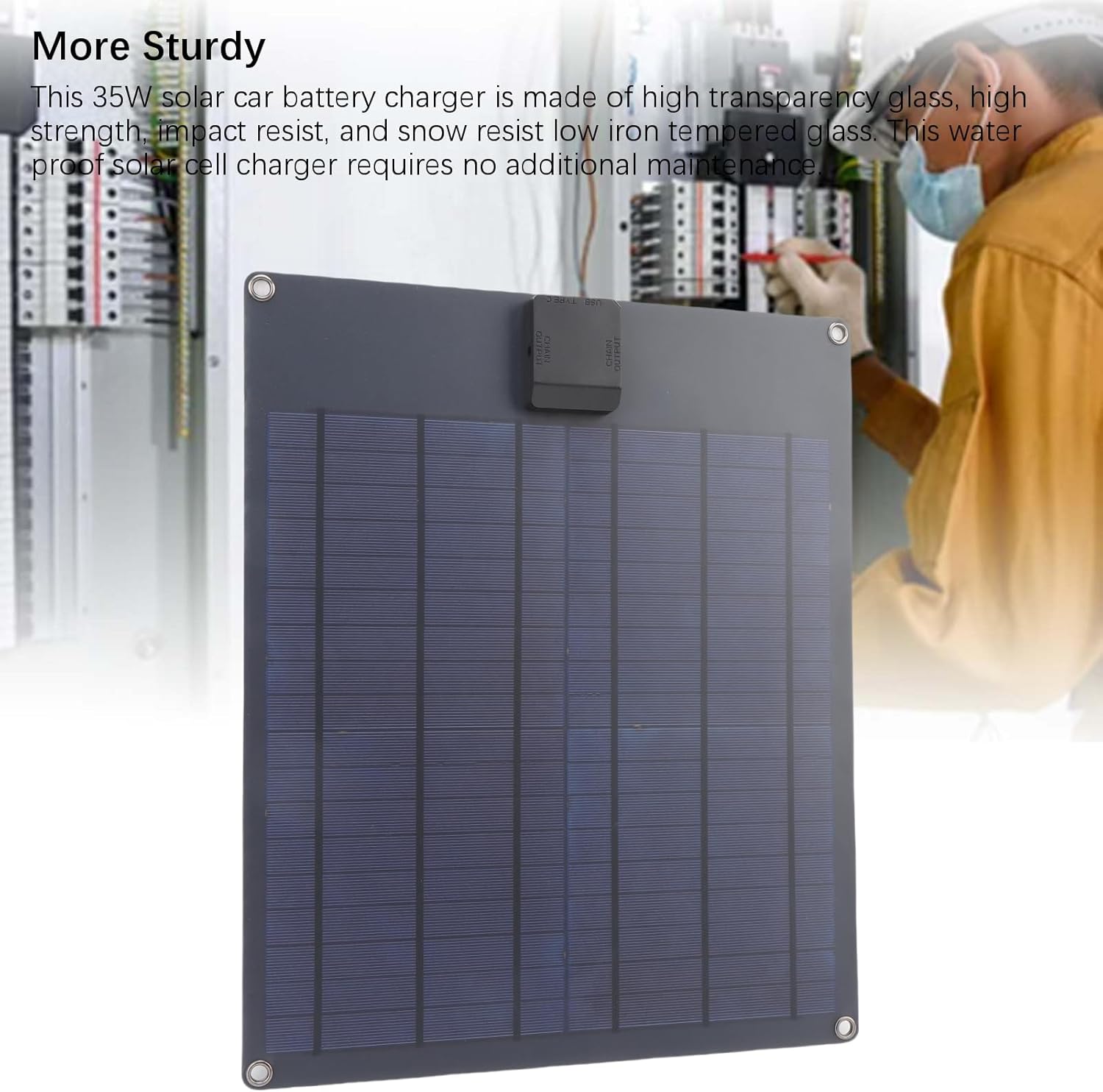 YWBL-WH 35W Solar Car Battery Charger, Intelligent Fast Charging with High Conversion Rate, Water Proof Solar Panel Kit with MPPT Controller, for Car RV Boat Motorcycle Tractor