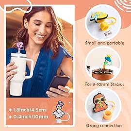 Stanley Cup Accessories Set Including 20 Pcs Straw Cover Cap for 9-10 mm Straws, Cute Drinking Straw Plugs for Stanley 40oz & 30oz Tumbler Cups