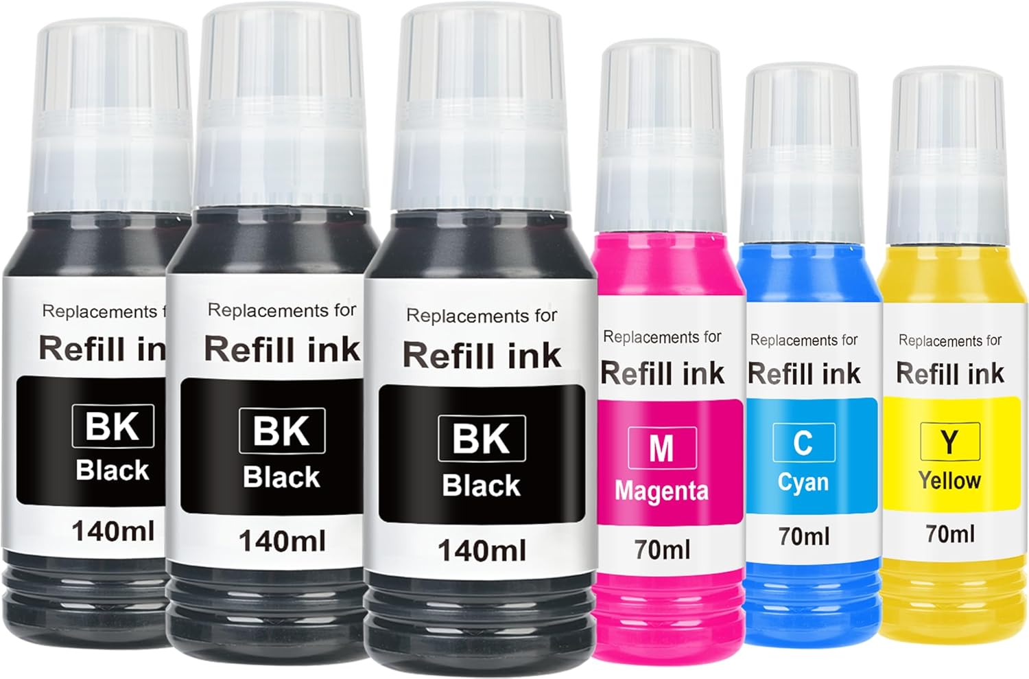 Replacement for Epson 502 Ink Refill Bottles Work with ET-2850 ET-3850 ET-4850 ET-15000 ET 2850 ET 3850 ET15000 ET4850 ET-2760 ET-3830 ET3843 ET-3760 ET2750 ET4750 3750（6Packs- 3BK,CMY