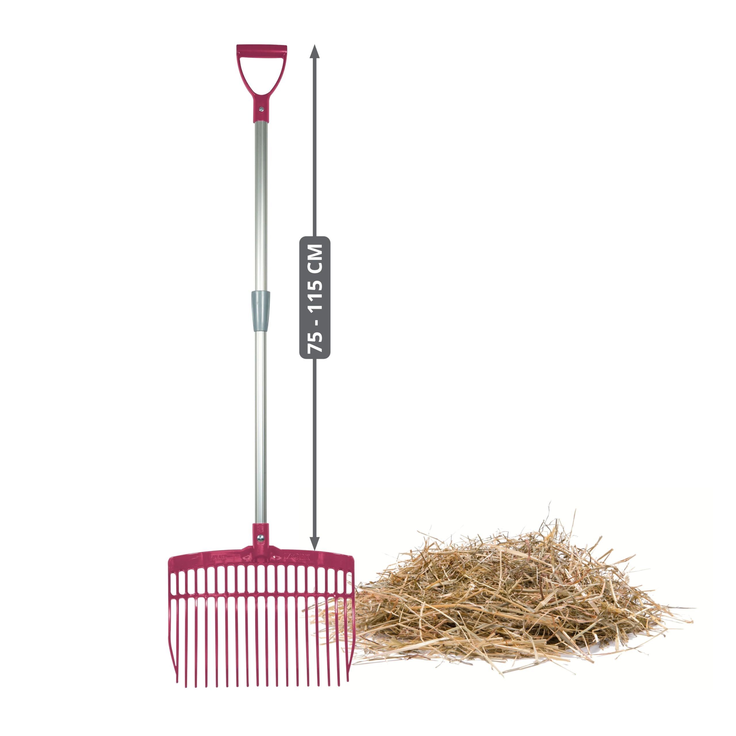 horizont Fourche suédoise avec manche en aluminium réglable 75–115 cm – fourche à fumier légère et robuste pour enfants et adultes – ergonomique et résistante aux intempéries