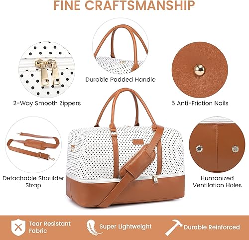 Miniatura 4 de Realer Bolsa de fin de semana, bolsa de viaje para mujer, bolsa de viaje de fin de semana, con compartimento para zapatos, aprobado para vuelos