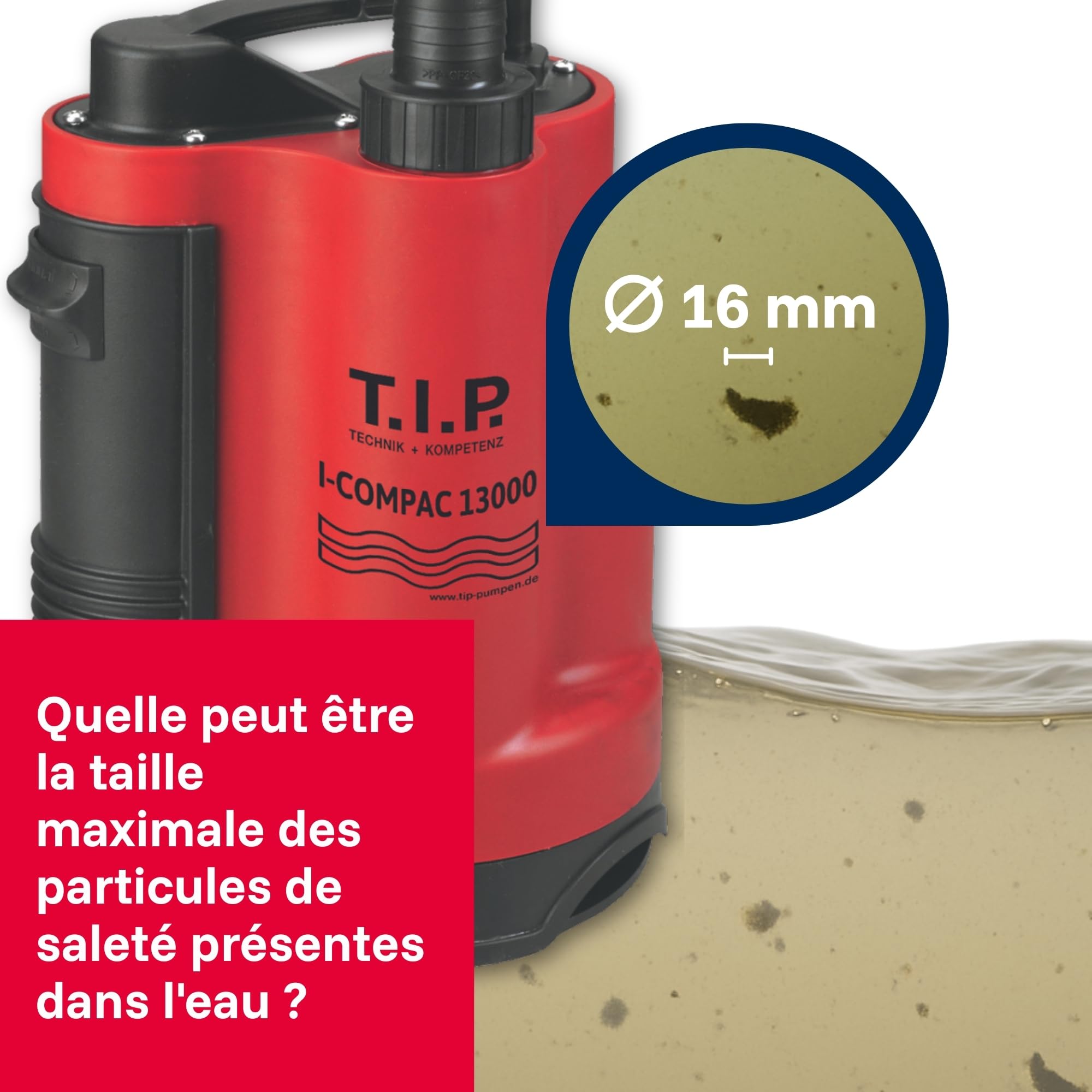 T.I.P. Pompe submersible I-Compac 13000 Puissante et Intelligente pour Jardin et Bassin 750 W Débit 13000L/h