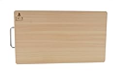 BOUMBI Hinoki Wood Reversible Cutting Board with Metal Handle(15.6x9.1x1.05 RM_Medium)