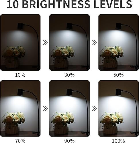 Miniatura 3 de Dott Arts Lámpara de escritorio, luz de clip USB, luces de libro para leer por la noche, 3 modos de color, 10 luces de abrazadera de brillo, luz de