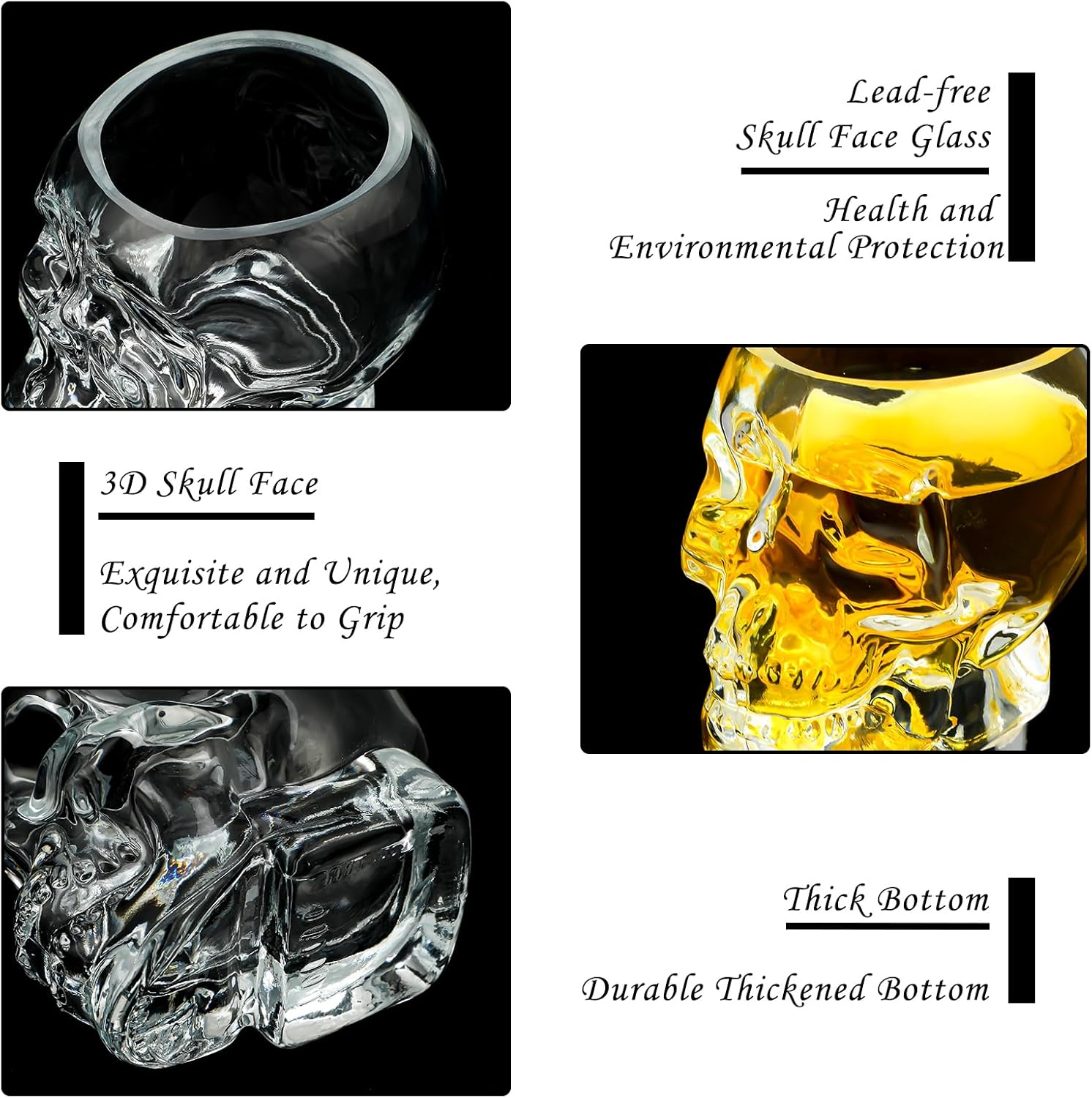 Dandat 12 Pieces Skull Shot Glasses Set 2. 5 oz Mini Clear Bulk for Wedding Party Whiskey, Espresso, Water, Juice, Milk, Coffee, Drinking