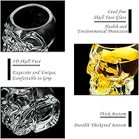 Vista 3 de Dandat Juego de 12 vasos de chupito de calavera de 2.5 onzas, mini transparentes a granel para bodas, whisky, expreso, agua, jugo, leche, café