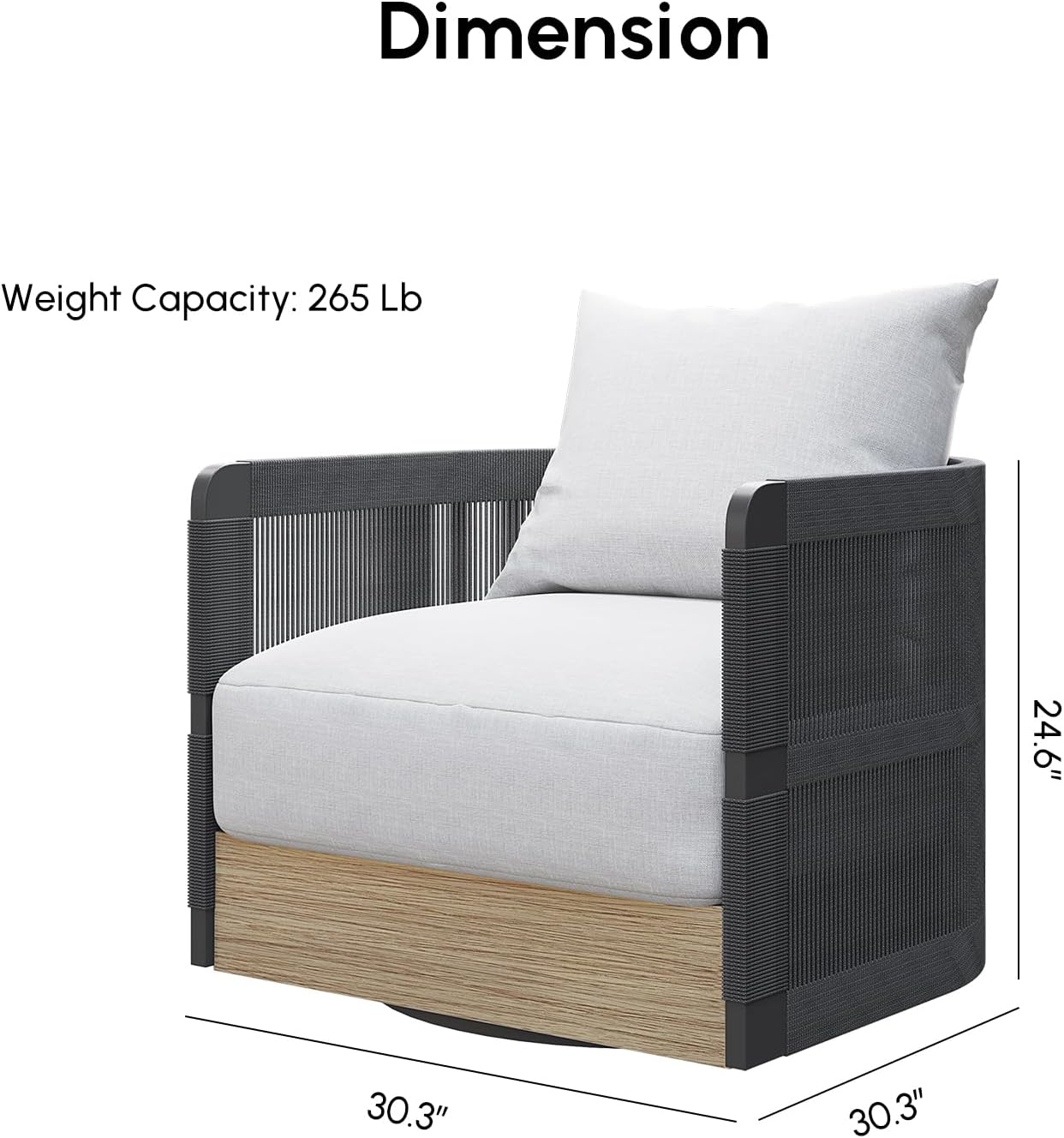 homary Patio Rattan Swivel Chair Pieces of 2, Outdoor Wicker Furniture with Thickened Rainproof Cushion and Aluminum Frame for Garden, Balcony, Indoor, Black and White