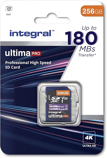 Integral 256GB SD Card 4K Video Read Speed 180MB/s and Write Speed 130MB/s SDXC V30 U3 180-V30 Our Fastest Ever High Speed SD Memory Card