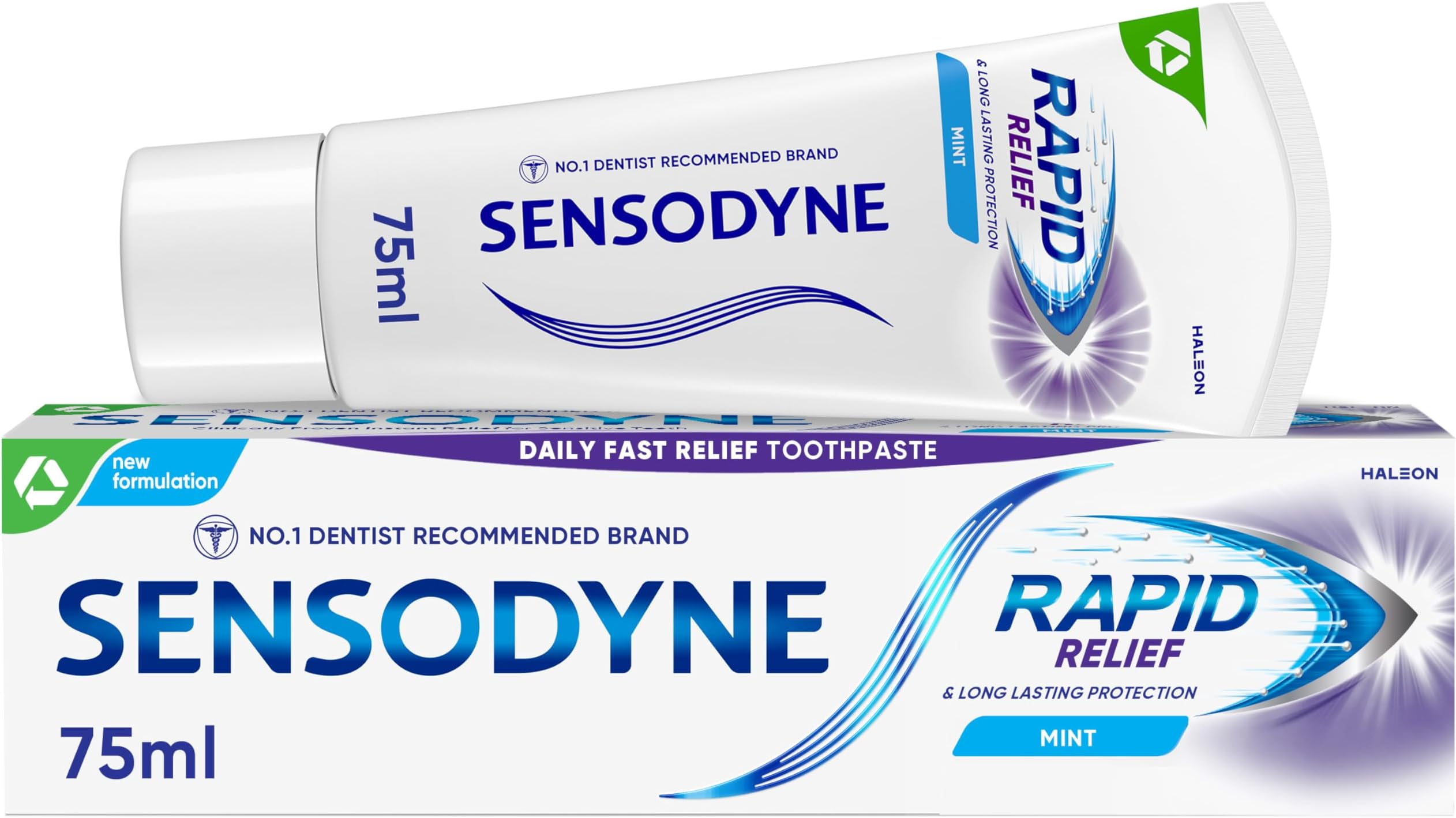 Sensodyne Rapid Relief Toothpaste, Daily Fast Relief Sensitive Toothpaste for Sensitive Teeth, Original Mint Flavour, 75ml