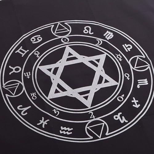 Miniatura 4 de BLESSUME Mantel de tarot de altar cuadrado negro tapiz hexagonal Wicca (negro)