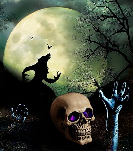 Miniatura 4 de Luz LED de estatua de calavera para decoración de mesa de bar de Halloween, luz nocturna de resina, accesorio de calavera de terror, decoración de