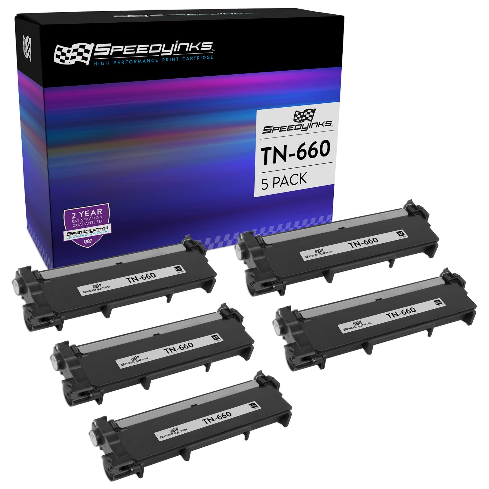 SPEEDYINKS Compatible Toner Cartridge Replacement for Brother TN660 TN-660 (Black, 5-Pack) for use in HL-L2380DW HL-L2320D HL-L2300D HL-L2340DW HL-L2305W DCP-L2540DW Printer