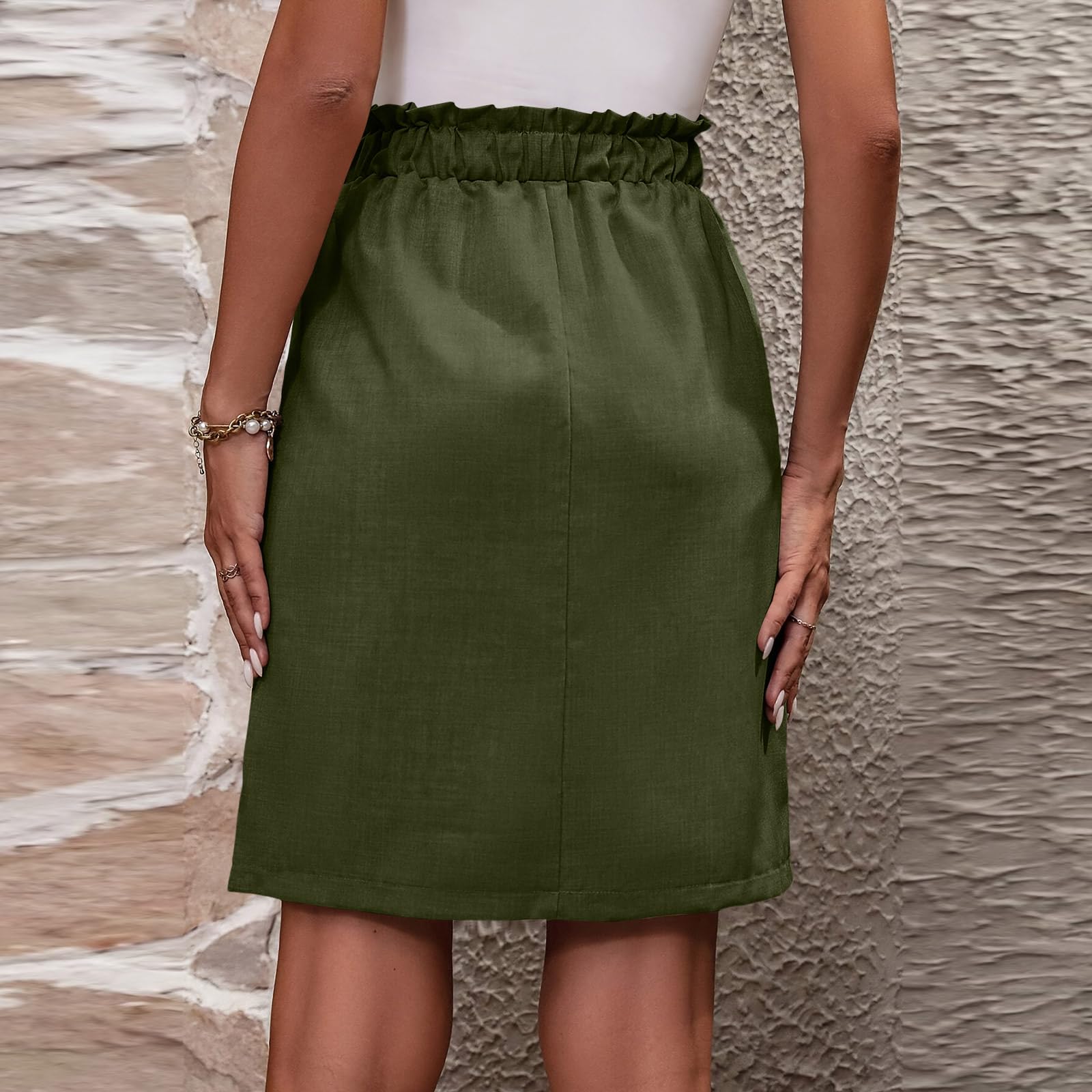 Gonna da donna, lunghezza al ginocchio, corta, estiva, leggera, con elastico, linea ad A, elegante gonna da donna, per il tempo libero, sportiva, con tasche