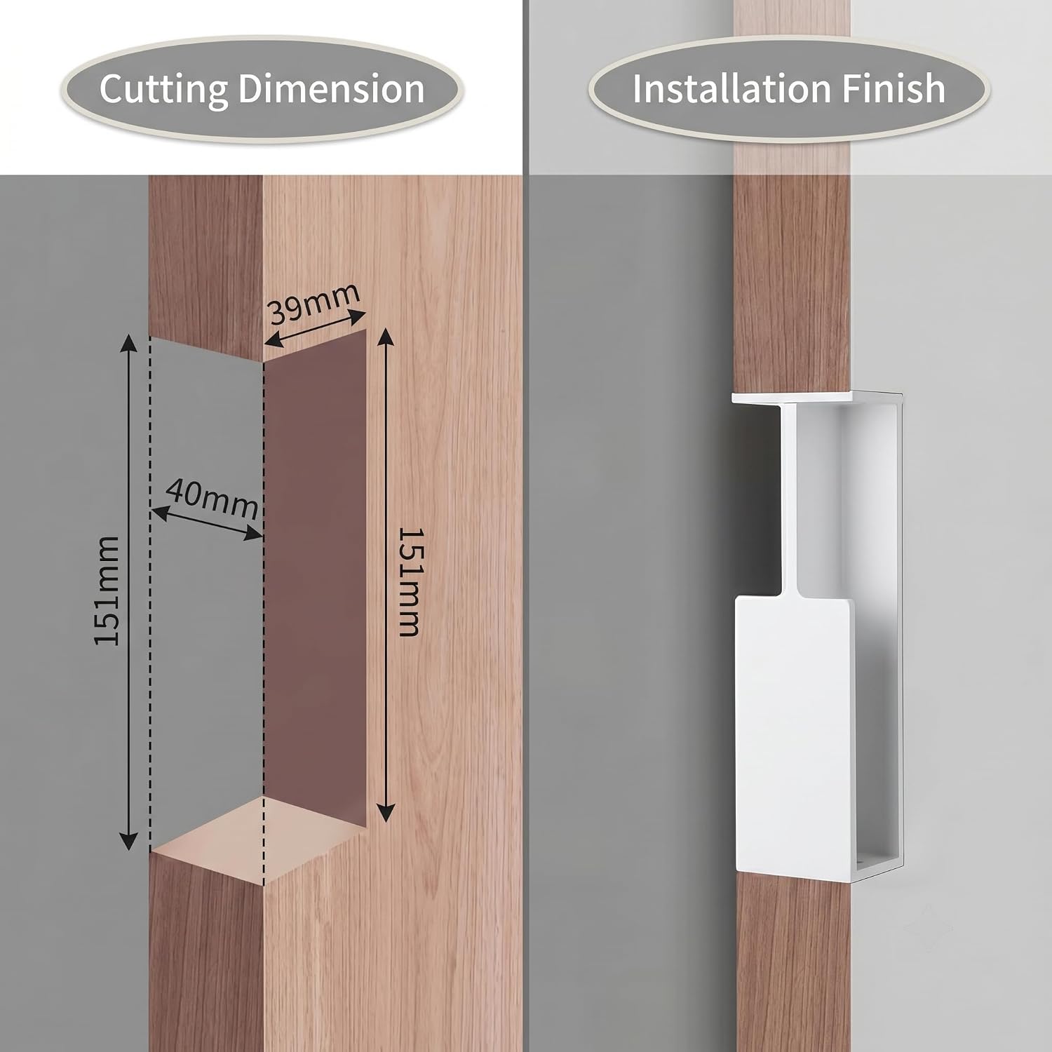 White Sliding Door Pull, Pocket Door Knobs for 40mm Door Hardware, Pocket Door Handles, Finger Edge Pull, 1pc