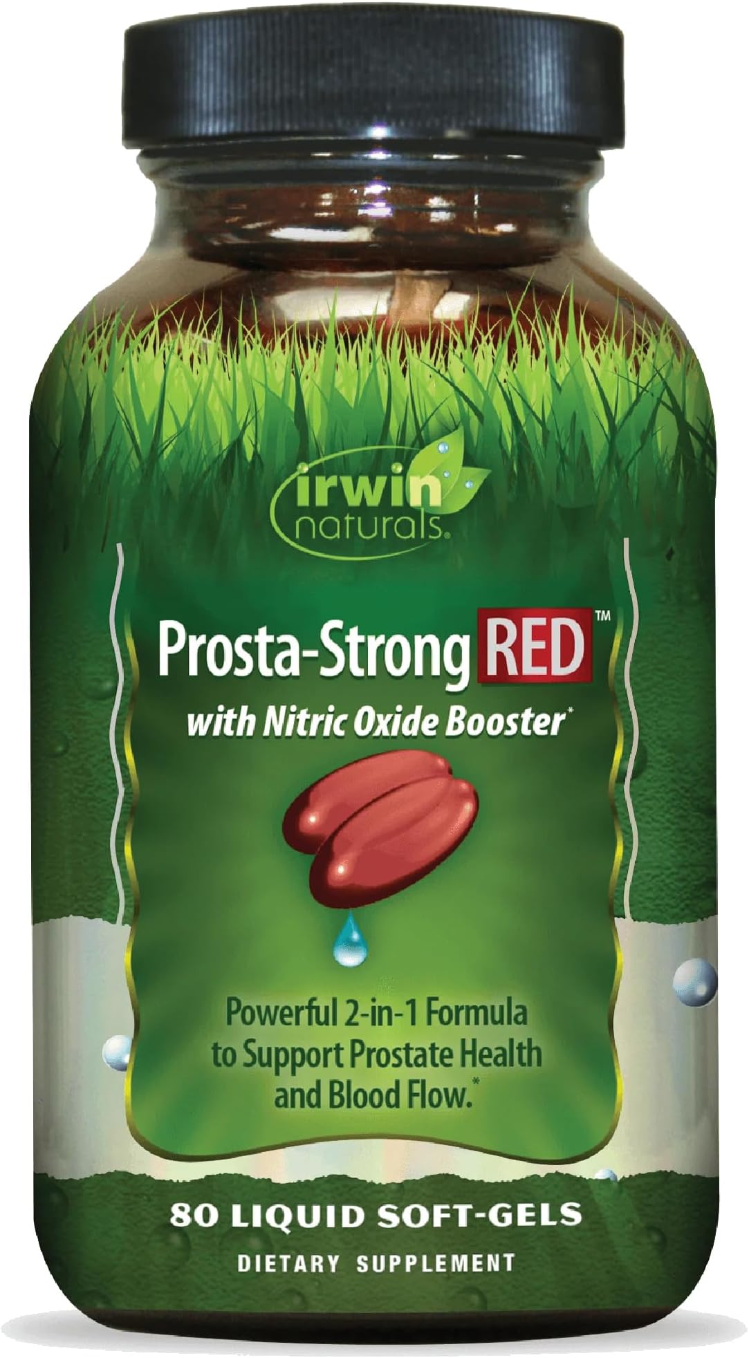 Prosta-Strong RED with Nitric Oxide Boosters, Saw Palmetto, Lycopene, Pumpkin Seed & More - Prostate Health Supplements for Men - 80 Liquid Soft-Gels