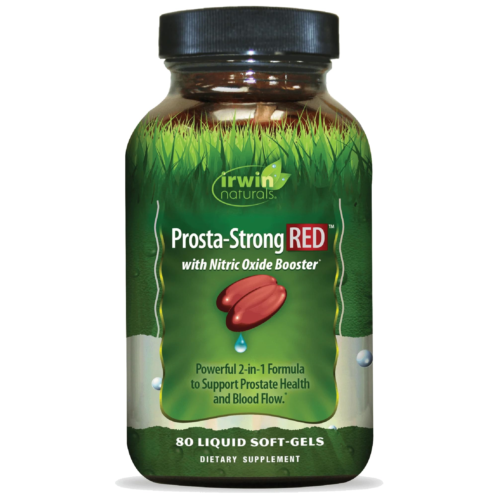 Prosta-Strong RED with Nitric Oxide Boosters - Prostate Health Support - Saw Palmetto, Lycopene, Pumpkin Seed & More - 80 Liquid Softgels
