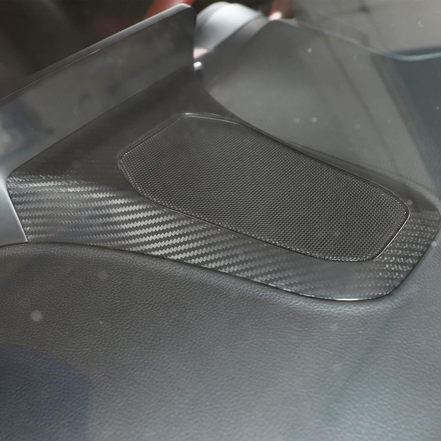 Fit for Toyota Supra GR A90 A91 MK5 2018 2019 2020 2021 2022 2023 2024 Real Carbon Fiber Car Center Console Dashboard Speaker Decoration Cover Frame Stickers (Black Carbon Fiber)