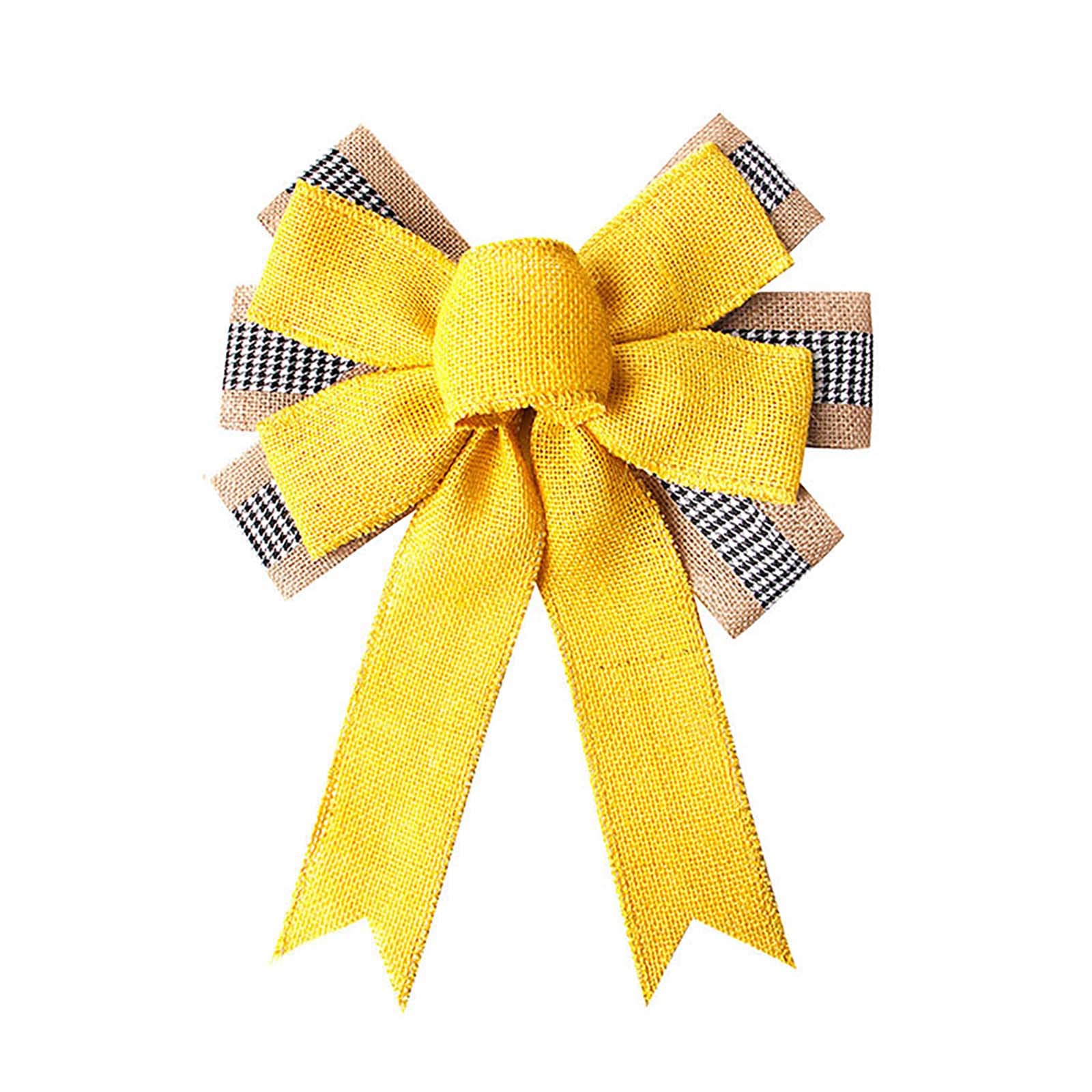 Large Burlap Yellow Wreath Bow Tree Topper for Indoor Outdoor Spring Summer Party Decorations