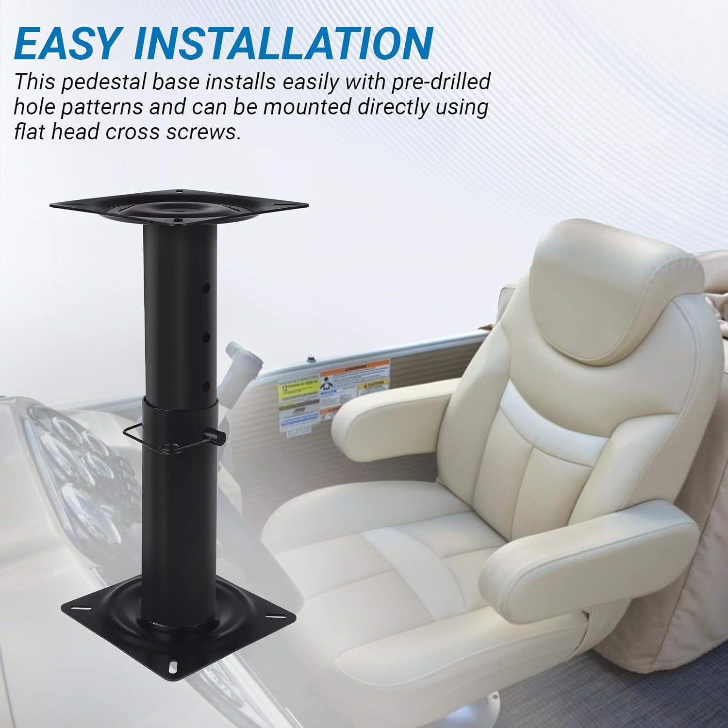 Adjustable Premium Seat Base for Boat Seat, Height Adjustable 11.5-17.5 Inches，Suitable choice for sailing and fishing enthusiasts, Black Powder Coated