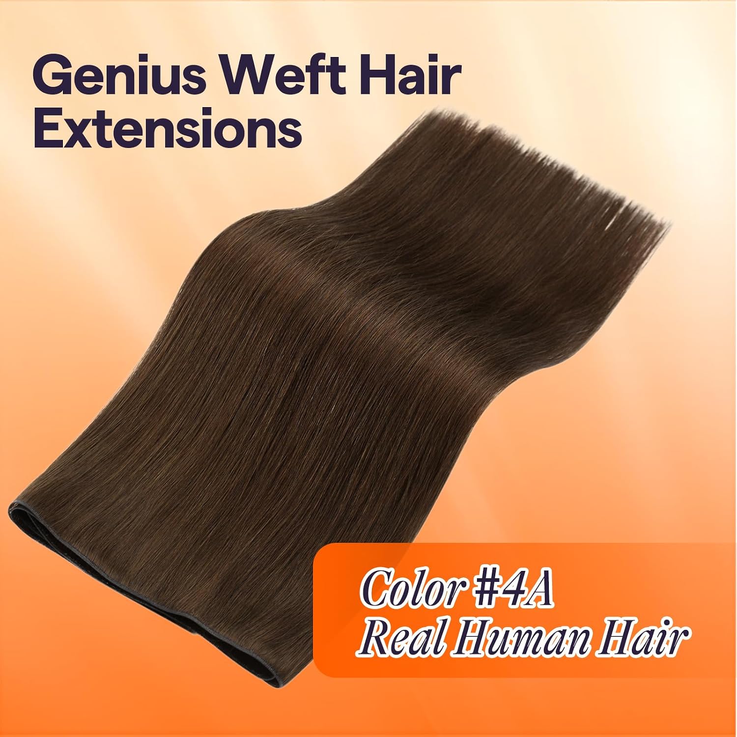Full Shine Genius Weft Hair Extensions Human Hair 14 Inch 50G | Warm Chestnut Brown, Hand Tied Sew In Remy Hair, Ultra-Thin Weft, Invisible Blend, Daily Styling, for Women thumbnail