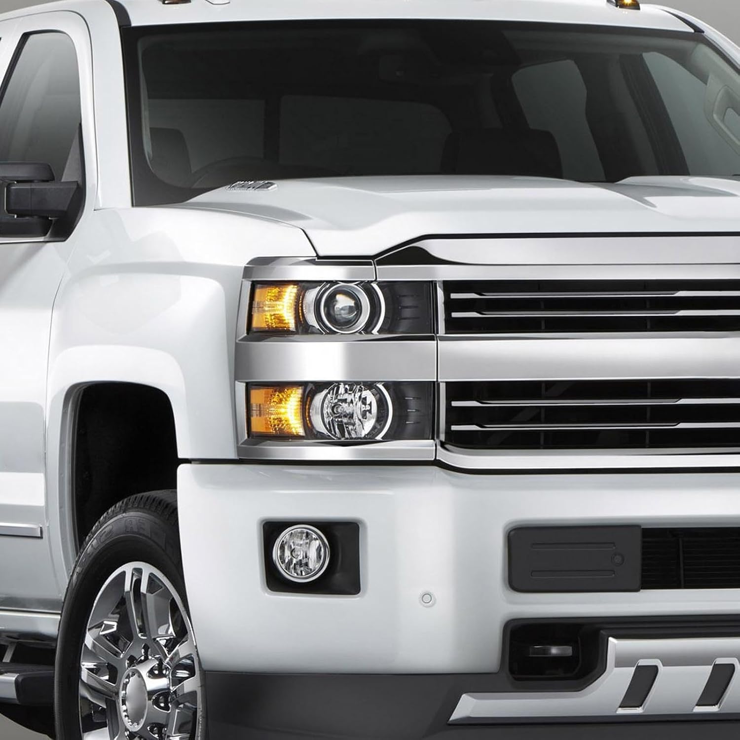Huray Headlight for Chevy Silverado 2500 3500 HD 2015 2016 2017 2018 2019 OE Factory Head Lamp Replacement Chrome (Passenger Side (Right))