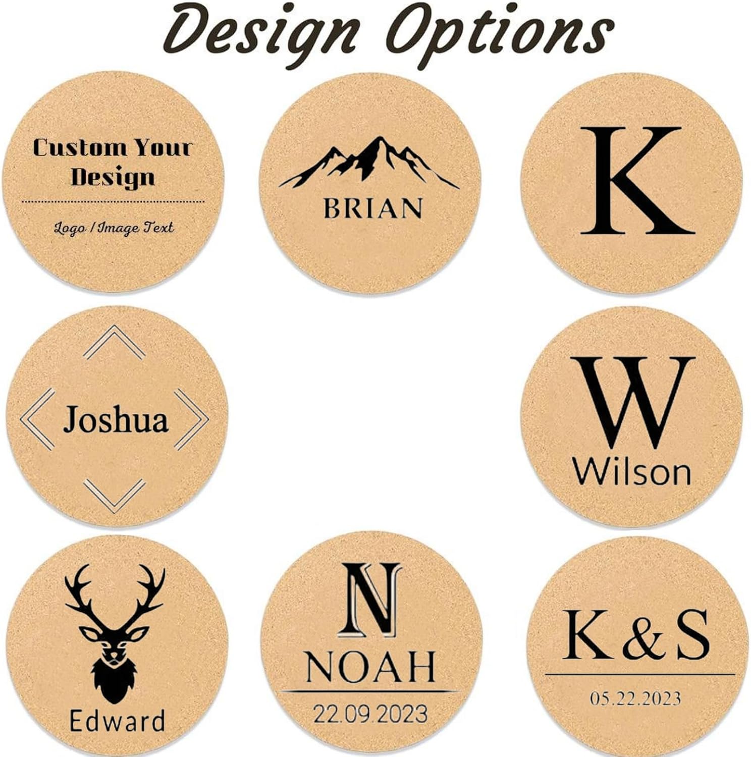 16-150 Pcs Custom Cork Coasters Bulk Personalized Coasters with Image Corporate Logo Text Non-Slip Heat-Resistant Personalized Wedding Birthday Anniversary Housewarming Gift (Regular Version(7 mm))