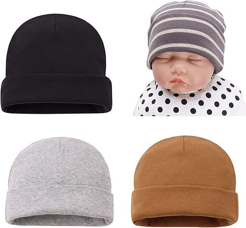 Bamery Gorro de algodón para bebé niña, gorro de bebé prematuro para niños, gorro de hospital para recién nacido, gorros de invierno para bebés para