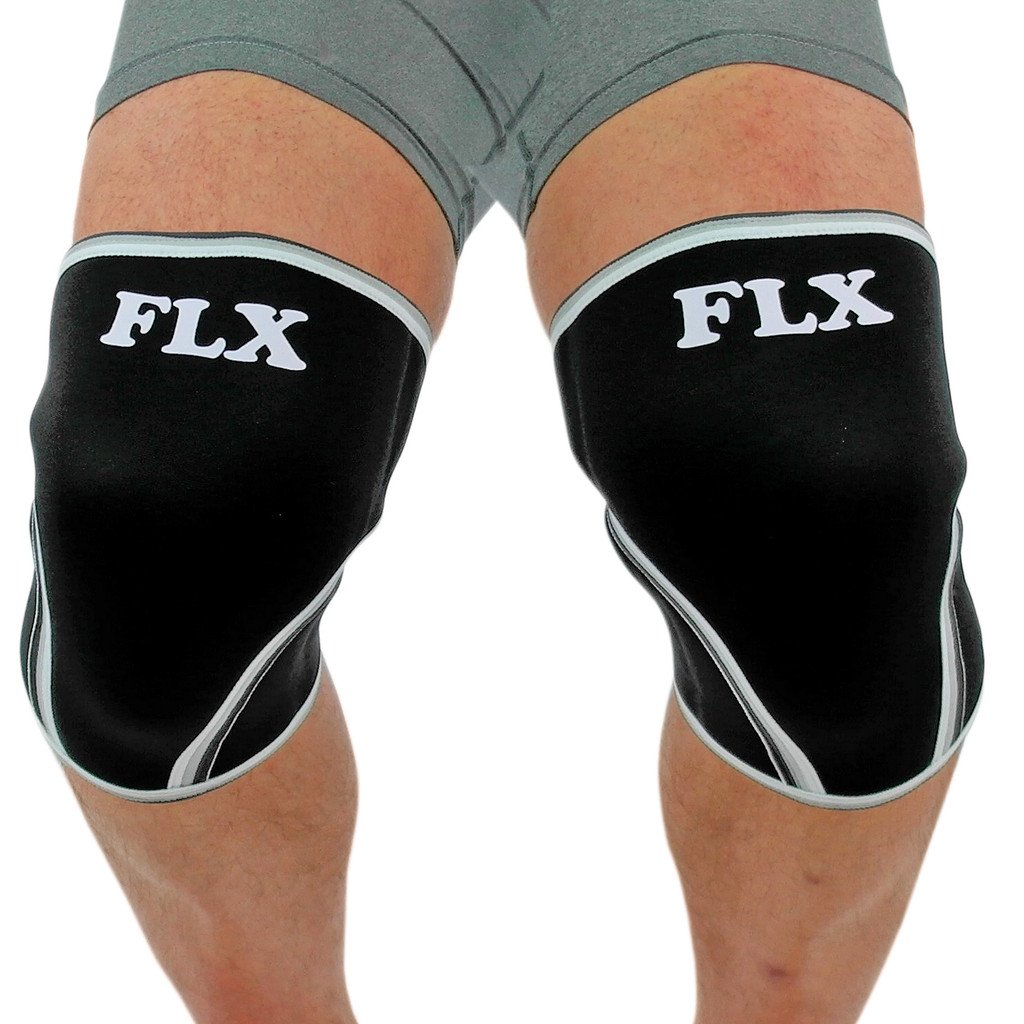 Pair of FLX 7mm Neoprene Compression Knee Sleeves Wraps. Great for Powerlifting Squats, Crossfit - Image 3