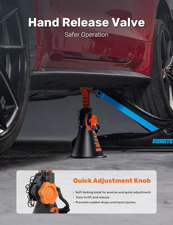 Jack Stands, 3 Ton (6,000 lbs) Heavy Duty Car Jack Stands with Integrated Steel Base and Double Locking, 11-1/4 to 16-9/16 inch Adjustable Height, for SUV, Truck, and Car, 1 Pair