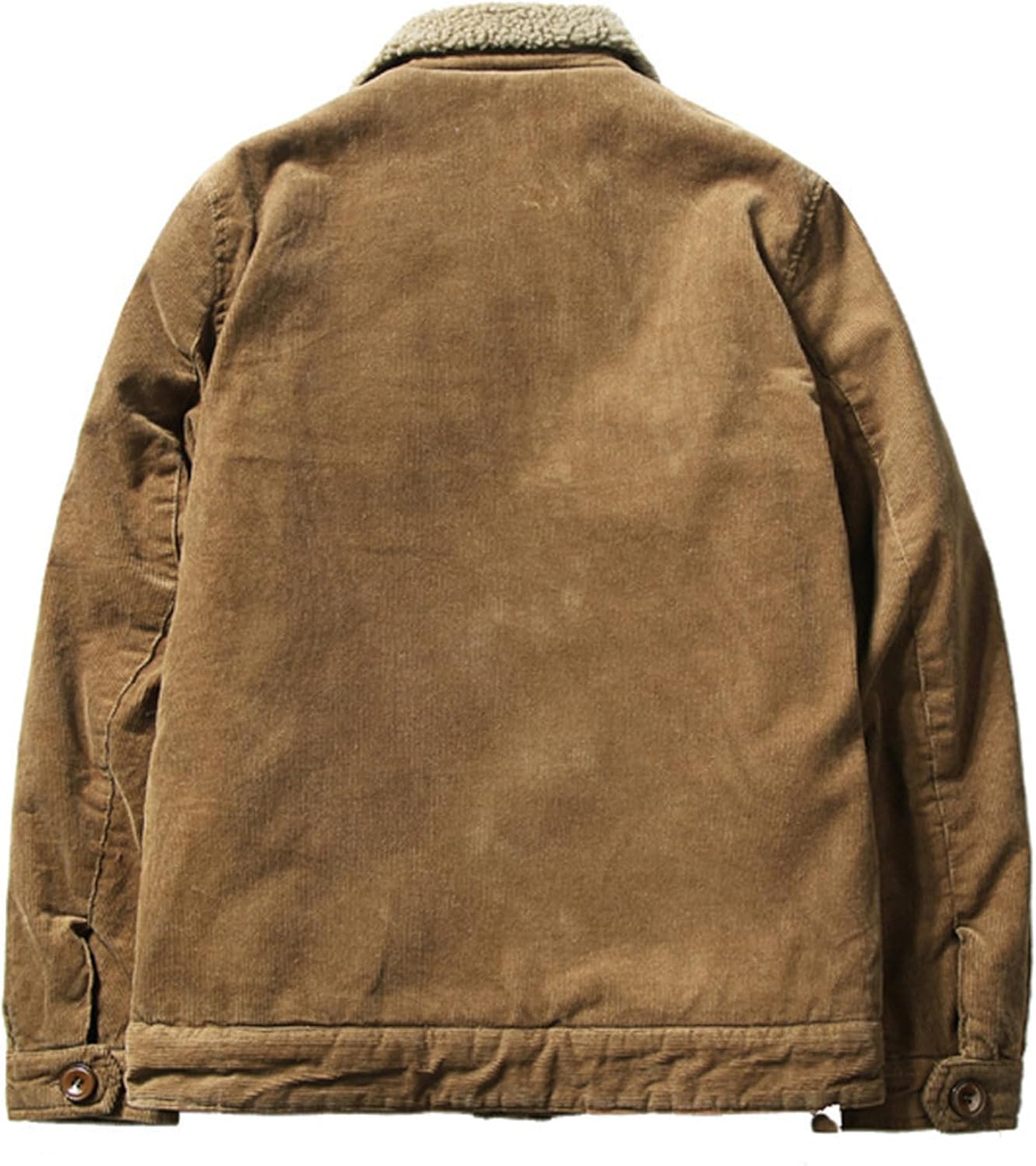 JEsilunmaMY Men's Sherpa Lined Casual Corduroy Jacket Button Down Fur Collar Fleece Casual Jacket Thermal Cargo Cotton Jacket