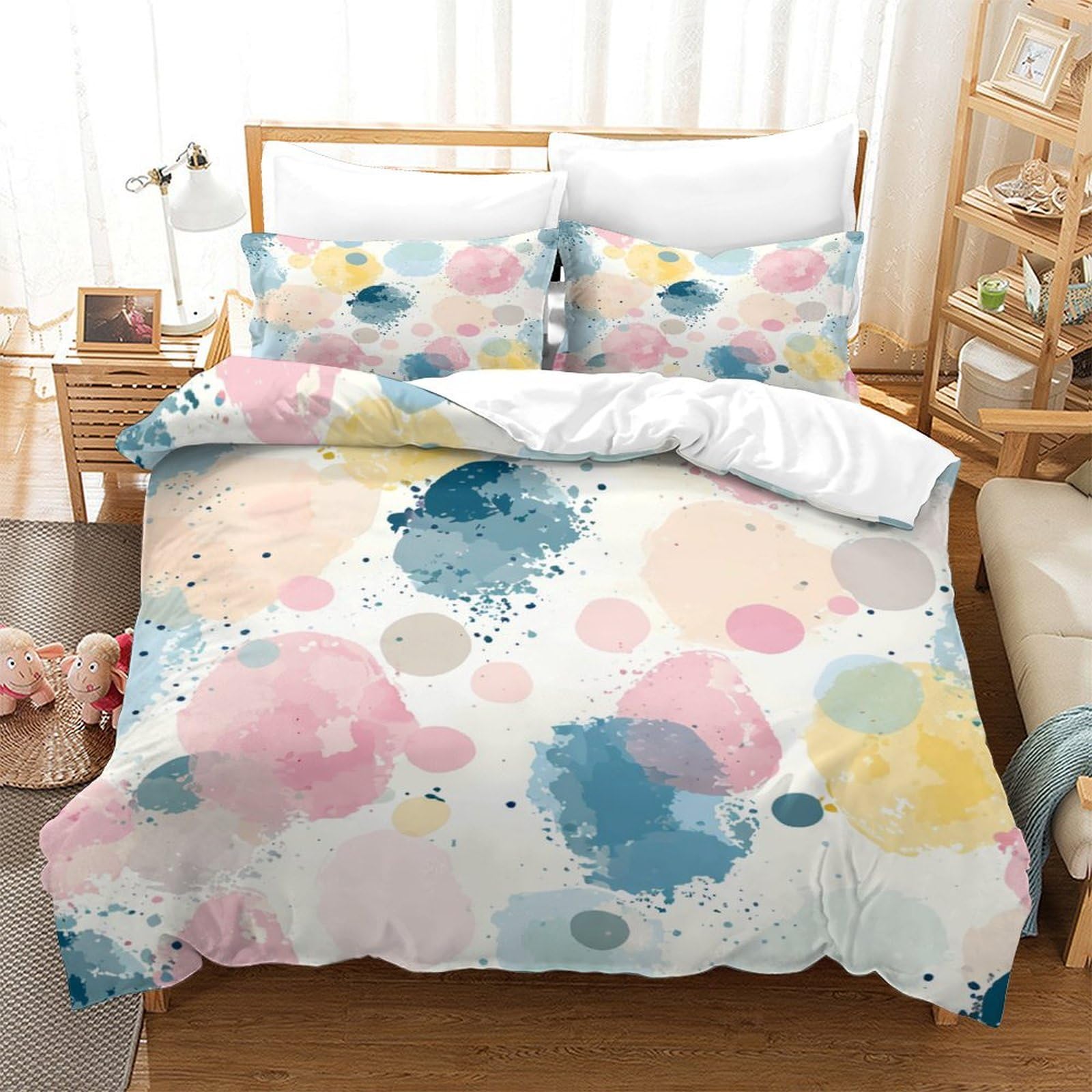 P1S9U7W5Y Abstract Splash 3D Printed Duvet Cover Set 3pcs Microfiber Artistic Bedding Set Double（200x200cm）