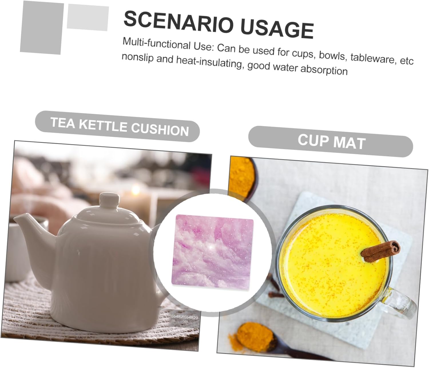 PRETYZOOM 10 Set Absorbent Ceramic Cup Mats Heat Resistant and Cold Resistant Trivets for Hot Dishes Non Slip and Water Absorbent Tableware Pads for Drinks and Bowls