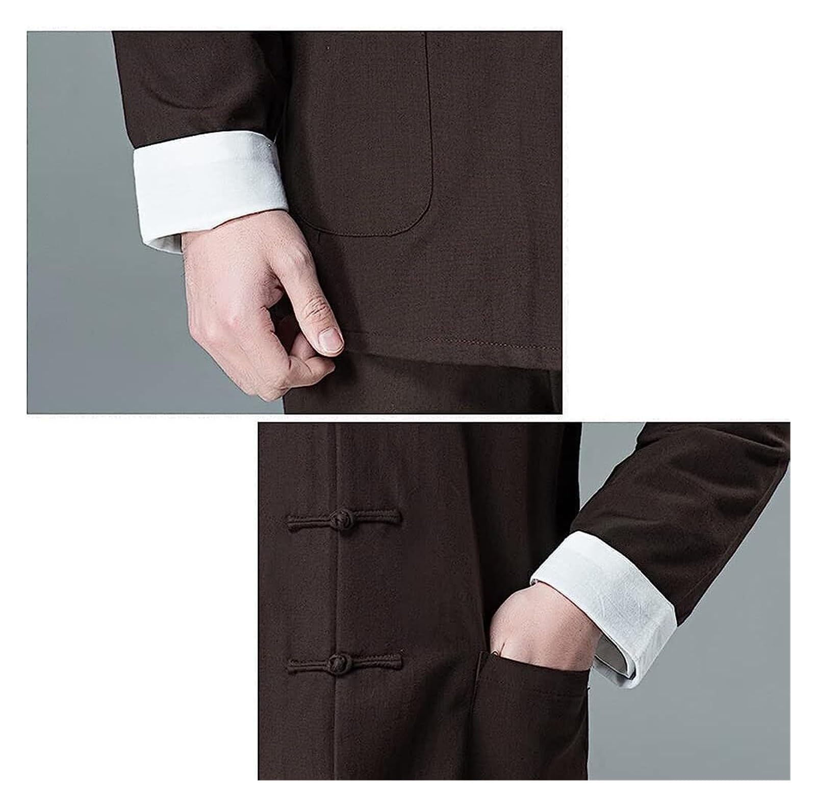 Kampfsport-Kung-Fu-Zen-Meditationsuniform, Baumwoll-Tang-Anzug for Herren, Tai-Chi-Uniform, lange Ärmel, chinesische traditionelle Kleidung, Oberteile, Hanfu-Jacke, Hemd, Mantel, Kampfsport-Anzug ( Co