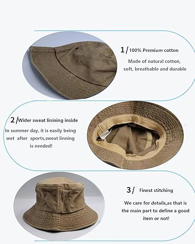 Miniatura 5 de Sombreros de pescador de algodón premium, sombreros plegables para hombres y mujeres, sombrero de pescador, sombreros de pesca