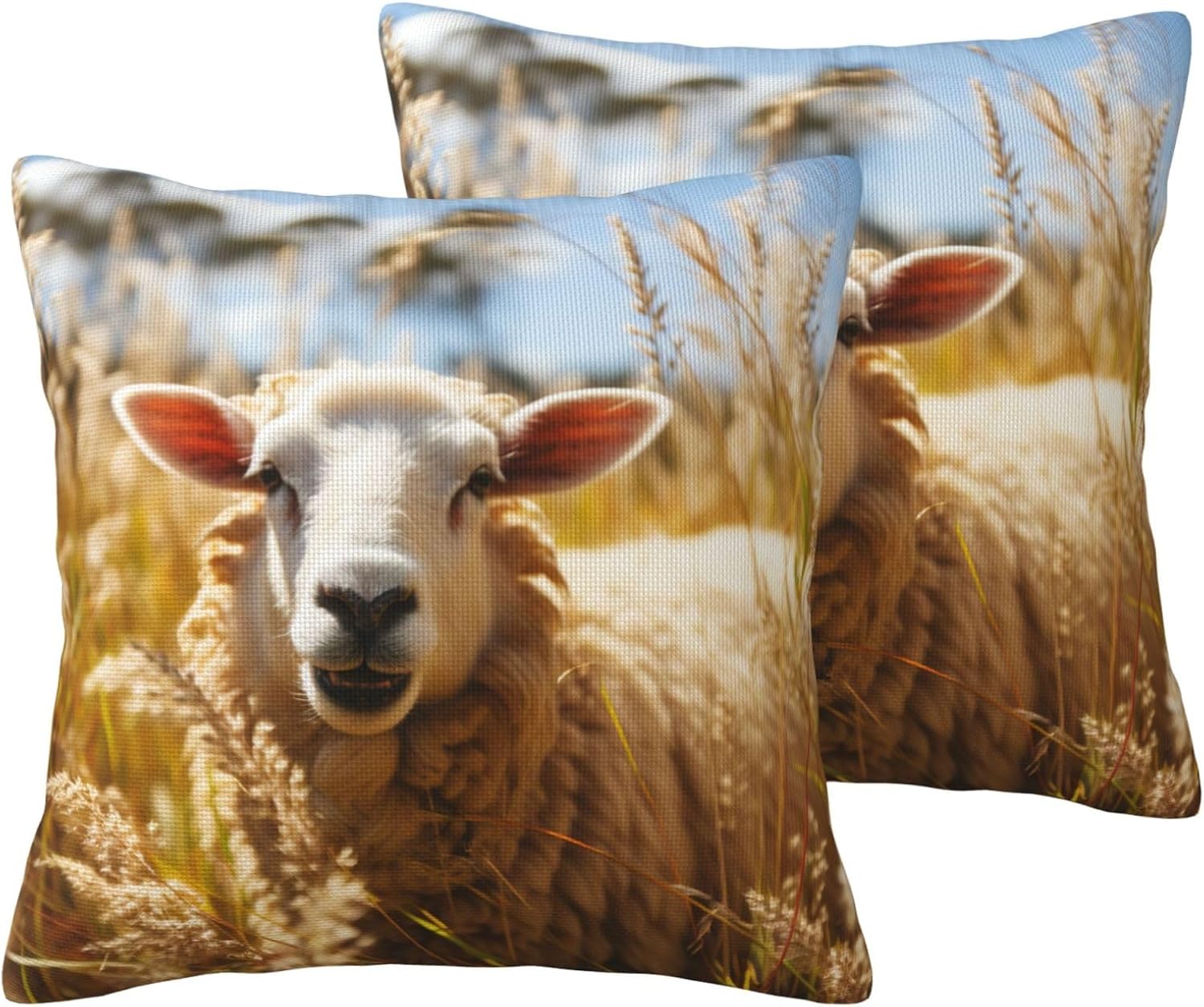 Farm Animal Imitation Linen Pillowcase -2 Sets, Fashionable Home Decoration, Used for Sofas, Gardens, beds